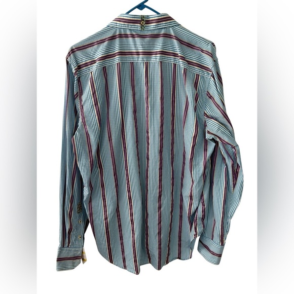 Robert Graham Button Down Shirt XL Men's Blue Purple White Tailored Fit Preppy - Picture 6 of 7